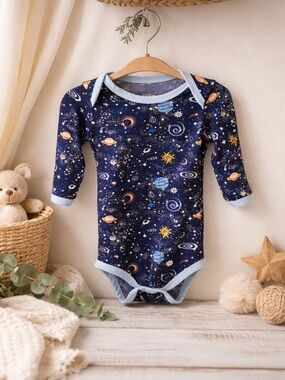 Bamboo Space Print Bodysuit 0-3M NWOT Soft Stretchy